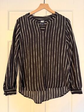 Navy blue striped blouse